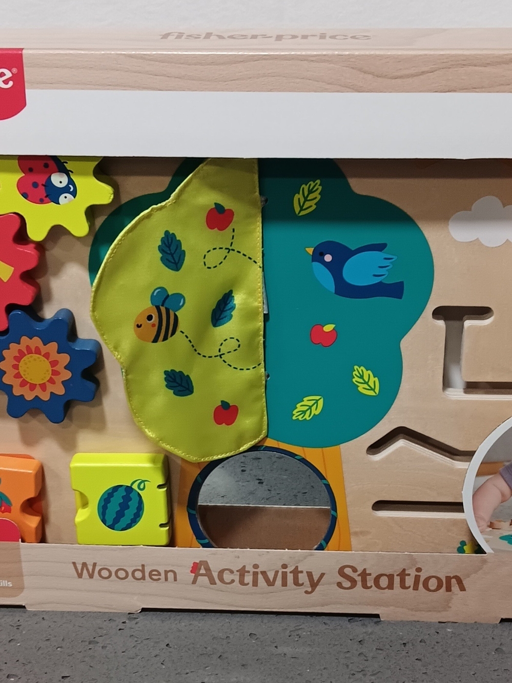 Fisher-Price Wooden Activity Station with Bright Multicolor Panels